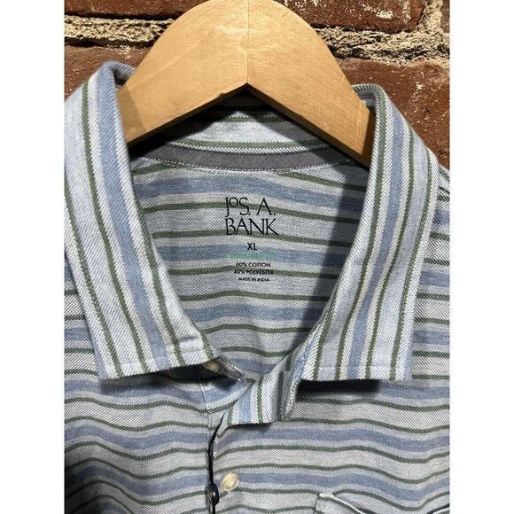 Jos. A. Bank Men's Tailored Fit Reserve Polo Shirt Size XL NWT Striped Blue - Picture 2 of 6